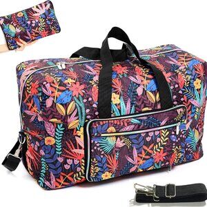 22" Foldable Large Travel Duffel Duffle Bag Sports Gym Tote Bag For Women Overni